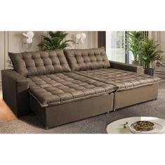 Sofá Sem Caixa Retrátil Reclinável 2,75m Cama inBox França. Velusoft