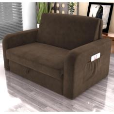 Sofá Cama Com Baú 2 Lugares John Veludo Marrom