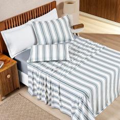 Jogo De Cama 100% Algodão Marin Queen 04 Peças Cinza