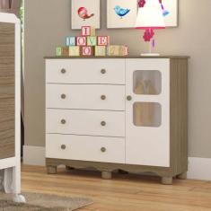 Cômoda Infantil 95cm 1 Porta com Janela e 4 Gavetas Mimo 100% MDF Espr