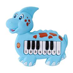 Teclado Infantil Musical Piano Dinossauro Brinquedo Bebê Didático Azul Linha Premium M5 Armarinhos