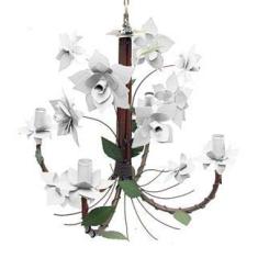 Lustre De Ferro Sala de Jantar Moderna Flores com 4 Braços Rustico