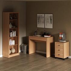 Conjunto Home Office 3 Peças com 1 Escrivaninha 1 Estante 1 Gaveteiro Espresso Móveis