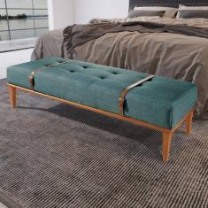 Recamier em Linho 150cm com Cinto em Couro Yarin Azul