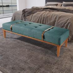 Recamier em Linho 150cm com Cinto em Couro Yarin Azul