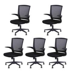 Kit 5 Cadeiras para Escritório Diretor com Relax Milão 3314 Preto