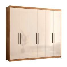 guarda-roupa casal venice com prateleiras 6 pt 2 gv amêndola e off white