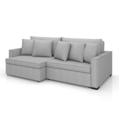 sofá 3 lugares retrátil e reclinável rivera linho bouclé cinza 225 cm