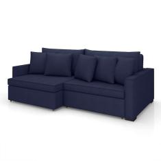 sofá 3 lugares retrátil e reclinável rivera linho bouclé azul 225 cm