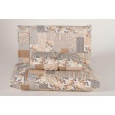 Jogo de Lençol Queen em Percal Estampado 100% Algodão com Elástico + 2