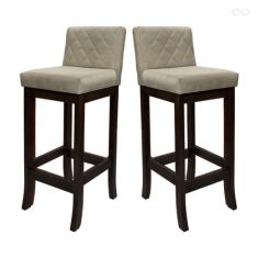 Kit 2 Banquetas Alta para Balcão de Cozinha Tóquio Madeira Maciça Mate