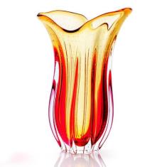 Vaso Em Cristal Murano Vermelho E Âmbar - São Marcos