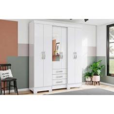Guarda Roupa 6 Portas e 3 Gavetas c/ Espelho Briz B23 Branco - Henn