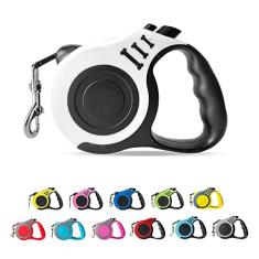 LIEVUIKEN Coleira retrátil para cães trator telescópico automático, fita para animais de estimação de 3 m, durável e conveniente, com alça antiderrapante, adequada para cães pequenos e médios branca