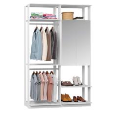 Guarda-Roupa Solteiro Modulado Clothes com Espelho 2 pt Branco