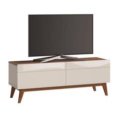 Rack Classic 2G 1.4 Off White com Freijó - Imcal Móveis