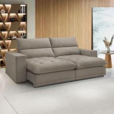 Sofá 2 Lugares Martinho Retrátil Veludo Bege Claro - Celflex, Bege Cla