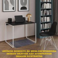 Escrivaninha Industrial Office Preta 120x53 Grécia Base Ferro Branco -