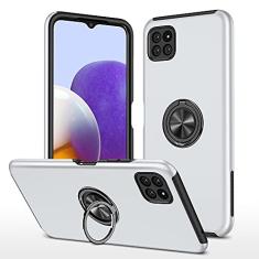 SORAKA Capa para Samsung Galaxy A22 5G com suporte de anel invisível e placa de metal para montagem magnética em carro Capa rígida para PC Capa Samsung Galaxy A22 5G Capa