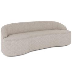 Sofá 3 Lugares Curvo Sala de Estar Living Lótus D02 Linho Bege 210 cm D-463 - Lyam Decor