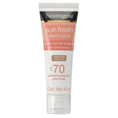 Protetor Solar Facial com Cor Neutrogena Sun Fresh Derm Care FPS70 – Pele Normal a Seca 40g-Unissex