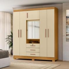 Guarda-Roupa Capelinha 6 Portas com Espelho e 3 Gavetas com Chave Gale