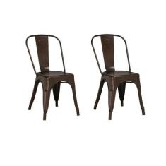 Kit 2 Cadeiras Design Tolix Metal Pelegrin Pel-1518 Cor Bronze
