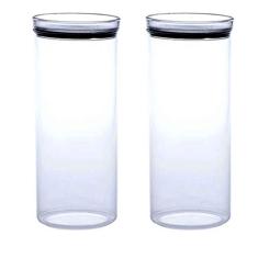 2 Potes Herméticos Redondo Empilháveis 2200ml para armazenamento de alimentos