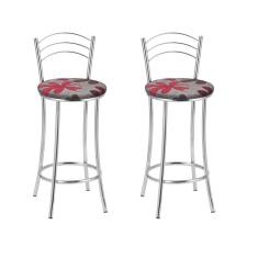 KIT 2 Banquetas Cromadas BC26-B E511 Cromado/Vermelho