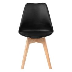 Kit 6 Cadeiras Jantar Eames Wood Leda Design Estofada Preta