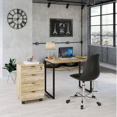 Escrivaninha com Gaveteiro 4 Gavetas Kuadra Compace Carvalho Carvalho