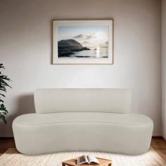 Sofá Orgânico 200cm 3 Lugares Antonela Bouclé Bege