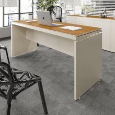 VIA NOSSA - Mesa de Escritório 160cm com Tampo Duplo Oslo Cor:off White e Cedro
