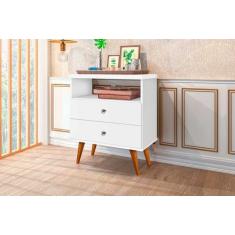 Mesa De Cabeceira Status 2 Gavetas Branco - J&A  Móveis