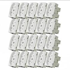 Kit Modulo Tomada 2P+T 10A Sleek Margirius 20 PÇS, Branco