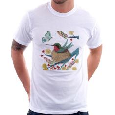 Camiseta Beija Flor No Ninho - Foca na Moda, Branco, P