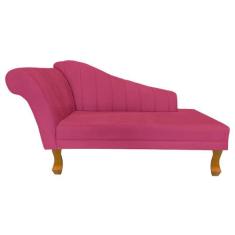 Recamier Divã Para Sala Cecilia Pés Retro Castanho 1.60cm Corano Rosa 
