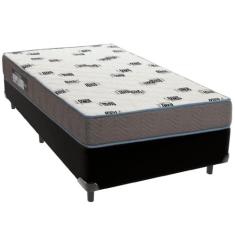 Cama Box Preto e Colchão Light Espuma D33 Solteiro Ortobom