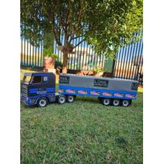 Brinquedo Miniatura carreta caminhão Lona (MDF) - kroll E Kroll, Azul