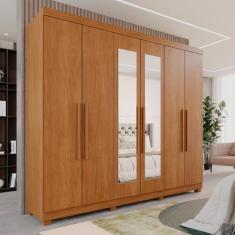 Guarda-Roupa Casal Casal 6 Portas 3 Gavetas com Espelho com Pés Roma E