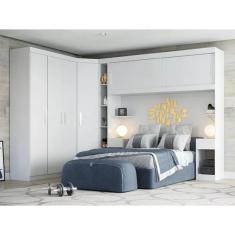 Conjunto Para Quarto Com Guarda Roupa Modular Gênova Plus Branco