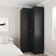 Guarda Roupa De Canto Reto Modular 3 Prateleiras 2 Gavetas Hera Cabecasa Madeiramadeira Preto