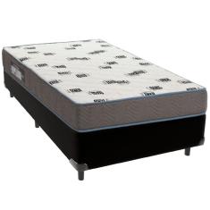 Cama Box Preto E Colchão Light Espuma D33 Solteiro Ortobom
