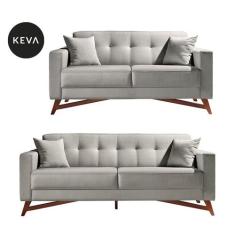 Conjunto de Sofá 2 e 3 Lugares Kivik Oslo Algodão Bege - Keva