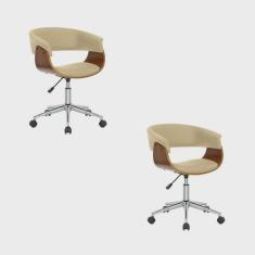 Kit 2 Cadeiras para Escritório Diretor Giratória Regulável Turim