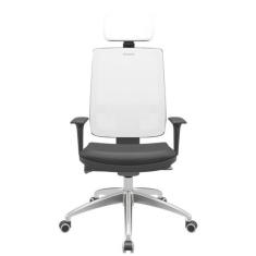 Cadeira Office Brizza Tela Branca Com Encosto Assento Vinil Preto Auto