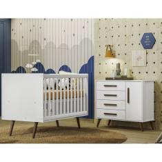 Quarto de Bebe Berço e Cômoda Retrô -  Qmovi
