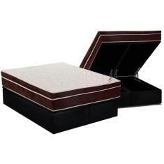 Cama Box Baú Queen Colchão Anatômico Ortobom Ortopédico Exclusive + Base Crc Suede Black(158x198)
