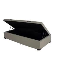 Cama Box Baú Solteirao King Sintético Cinza com 203x96x44cm