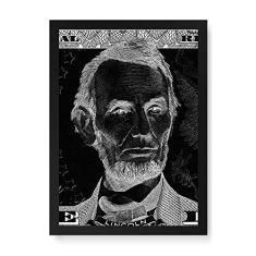 Arte Maníacos Quadro Decorativo Lincoln Fundo Preto - 23x16,25cm (Moldura em laca preta)